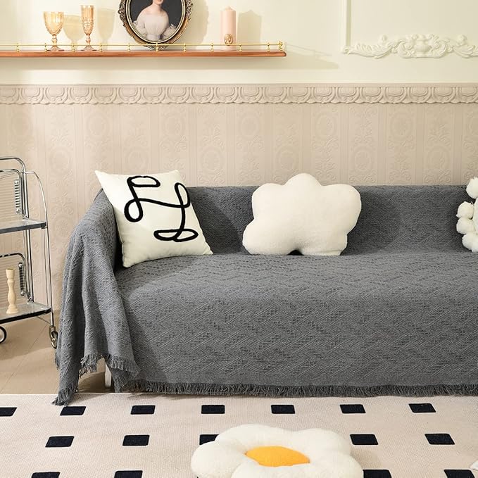 AIVIA Couch Cover Sheet Blanket, Oversized Couch Covers for 3 Cushion Sofa, Extra Large Furniture Decoration Cover Sofa Throws Sofa Slipcovers, L-Shape U-Shaped Sectional Protector for Cats Dogs
