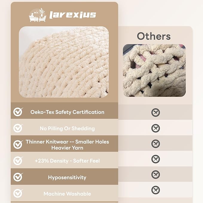 Chunky Knit Blanket – Heavyweight 7.99 lbs & 3cm Ultra-Thick Yarn Upgrade |Luxury Size Throw, Woven Rope for Couch, Bed, Sofa | Machine Washable – Cozy Home Decor & Gift