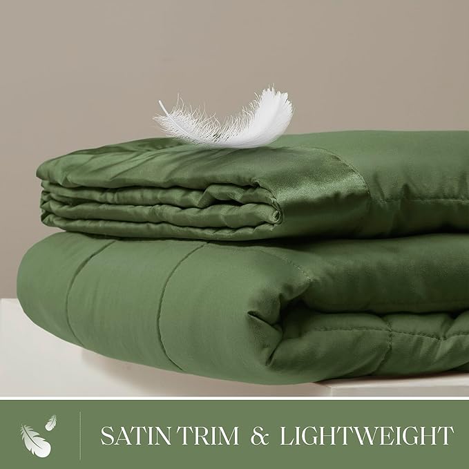 Madison Park King Blanket Quilted Microfiber, Satin Binding, 3M Scotchgard Moisture Wicking Treatment, Soft and Lightweight Summer Blanket for Couch, Windom, King, Green