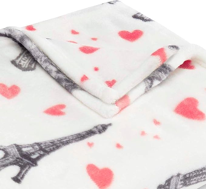 Betsey Johnson - Throw, Ultra-Soft Plush Blanket, Use for Couch, Bed, or Lounges, Dorm Essentials (Paris Love Pink, 50" x 70")
