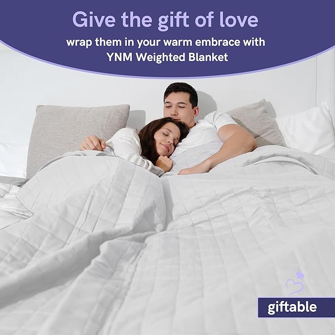 YnM Exclusive Cooling Weighted Blanket — Smallest Compartments Cooling Nylon/PE with Premium Glass Beads (Light Grey Quill, 60"x80" 17lbs), Suit for One Person(~160lb) Use on Queen or King Bed