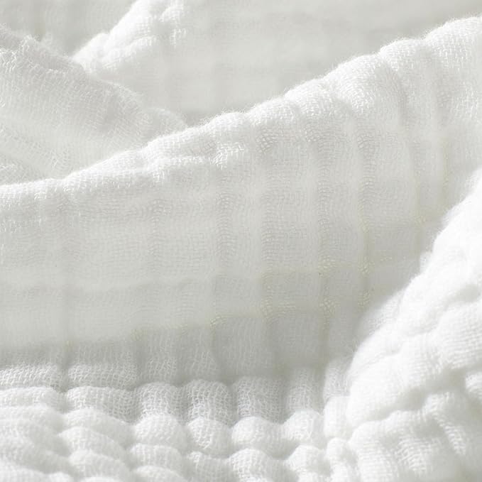 Carriediosa 100% Cotton Muslin Throw Blanket 108" X 90" King Size,4-Layers Summer Gauze Throws for Bed Couch,Soft Lightweight Breathable Linen Blankets Bedspread for Adults All Season,White