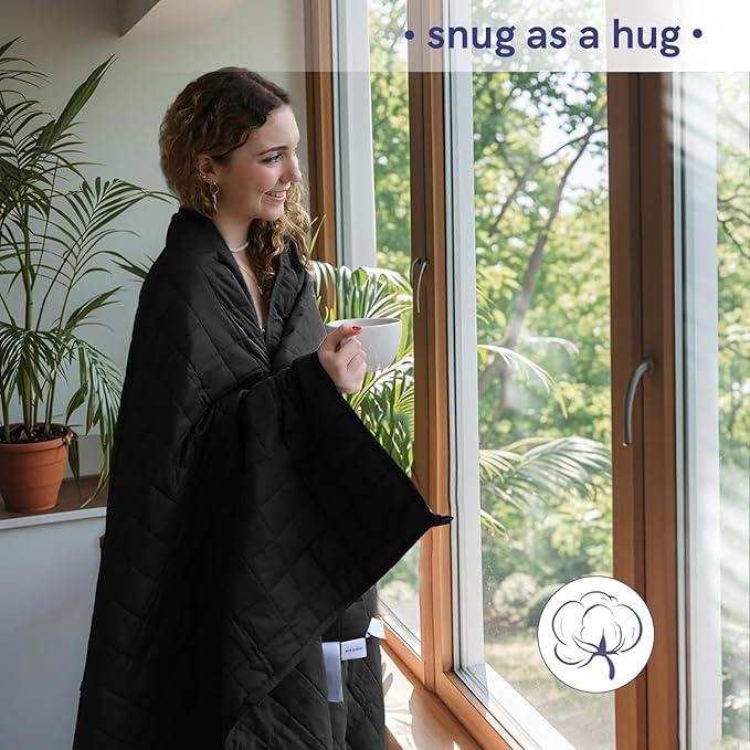 YnM Exclusive 40 lbs Weighted Blanket, Extra Heavy Cotton Bed Blanket for Two Persons, Ideal for Queen or King Bed (88x104 Inches, 40 Pounds, Black)