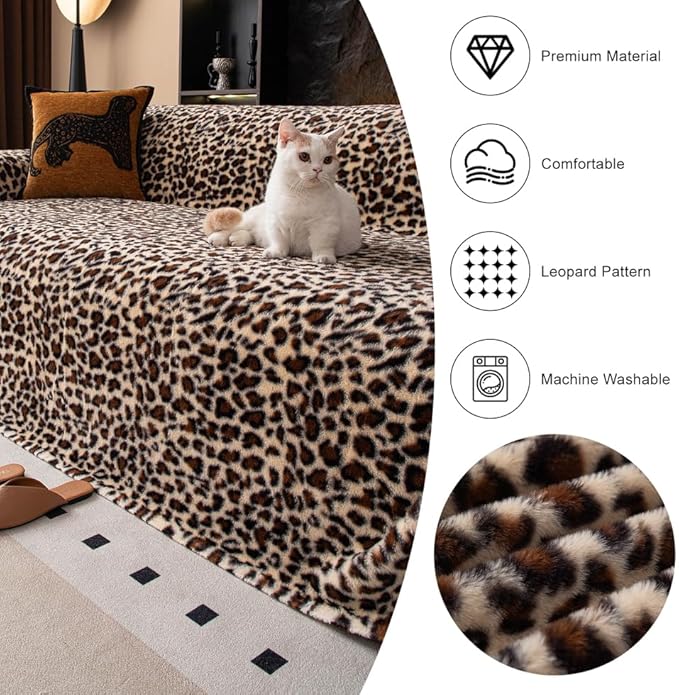 AMWAN Ultra Soft Fuzzy Faux Rabbit Fur Couch Cover for Sofa,Bed Shaggy Thick Warm Fluffy Sofa Slipcover for Dogs,Cats,Kids,Decorative Almond Cozy Furry Blanket, Almond,71x150’’