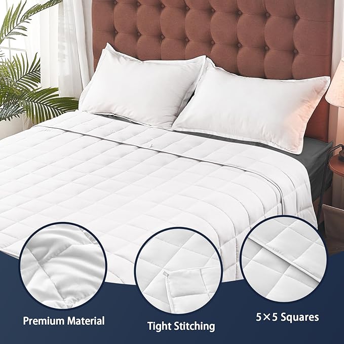 yescool King Size Weighted Blanket for Adults (20 lbs, 80” x 87”, White) Cooling Heavy Blanket for Sleeping Perfect for 190-210 lbs, Breathable Blanket for Adults & Couple All Season, Machine Washable