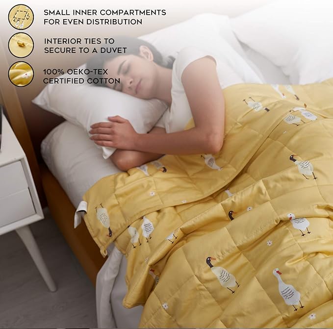 YnM Weighted Blanket,Heavy 100% Oeko-Tex Certified Cotton Material with Premium Glass Beads (Goose,60''x80'' 15lbs), Suit for One Person(~140lb) Use on Queen/King Bed