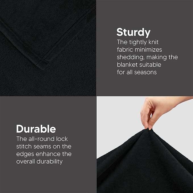 Utopia Bedding Fleece Blanket California King Size Black 300GSM Luxury Fuzzy Soft Anti-Static Microfiber Bed Blanket (102x96 Inch)