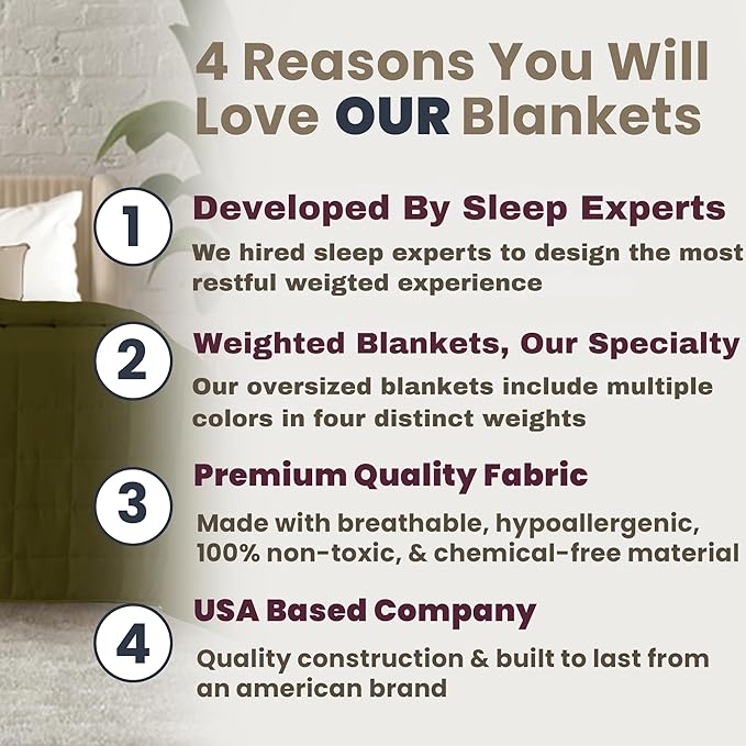 HomeSmart Weighted Blanket King Size, (30lbs - Medium Weight), Oversized Heavy Blanket, Olive Green 104x92, Fits Standard and California King Beds, XL