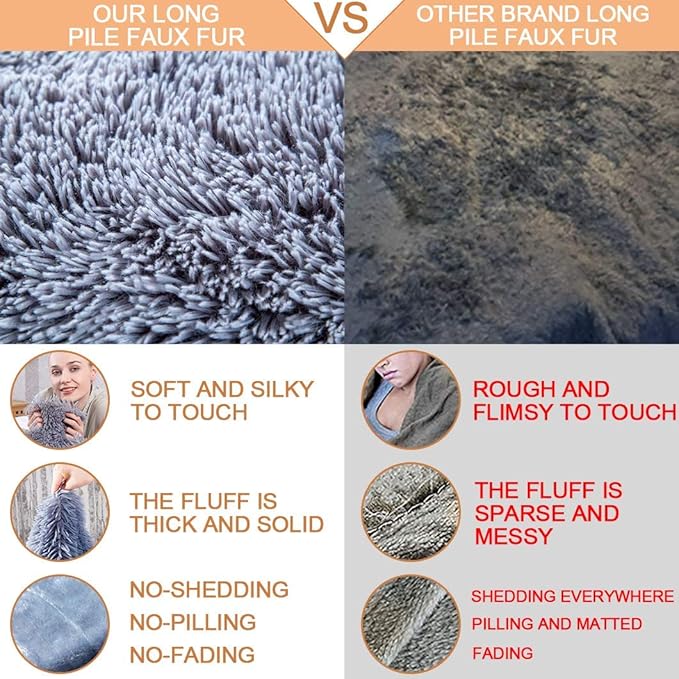 YUSOKI Twin Size Faux Fur Throw Blanket(Grey,60" x 80"),Whithout Pillows,Winter Lightweight Plush Fuzzy Soft Cozy Microfiber Comfy Bed Blanket for Women Kids Girls Couch Sofa Washable