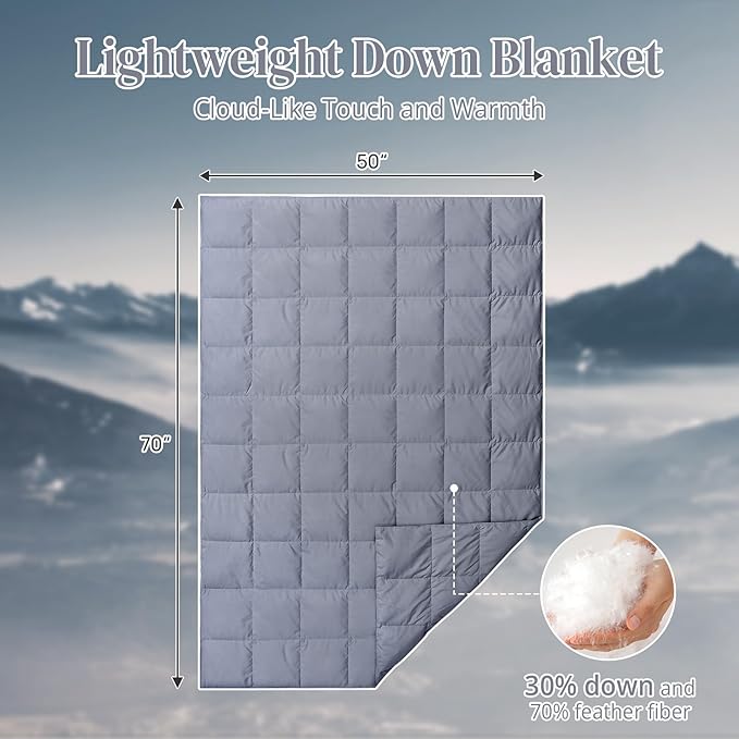 Down Throw Blankets for Couch 50x70 Down Blanket for Indoor and Outdoor Throw Blanket use Soft Lightweight Throw Blanket Alloy Gray