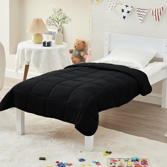 yescool Weighted Blanket (7 lbs, 41" x 60", Black) Cooling Heavy Blanket for Sleeping Perfect for 60-90 lbs, Breathable Blanket with Premium Glass Bead, Machine Washable