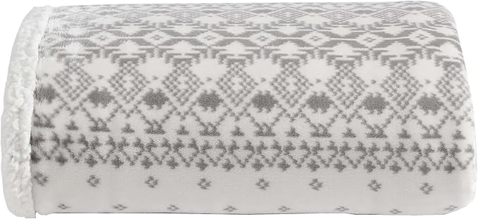 Eddie Bauer - Throw Blanket, Reversible Sherpa Fleece Bedding, Home Decor for All Seasons (Fair Isle Peak, Throw)