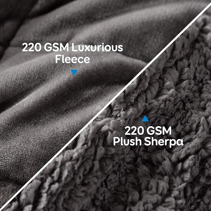 Weighted Blanket 12 lbs Queen Size, Flannel Shaggy Sherpa Weighted Blanket for Adults Comfortable Weighted Blankets for Calming and Relax, Bed Sofa Heavy Blankets, 60x80 inches, Grey