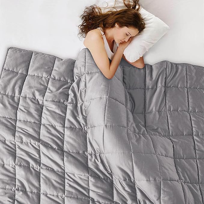 L'AGRATY Weighted Blanket - 80"x87" 25lbs Cooling Breathable Heavy Blanket Microfiber Material with Glass Beads for Adult All-Season Summer Fall Winter Soft Thick Comfort