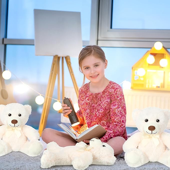 Civaner 4 Pack 14 Inches Bear Plush Stuffed Animals Cute Soft Bears Gifts Bulk for Adults (White)