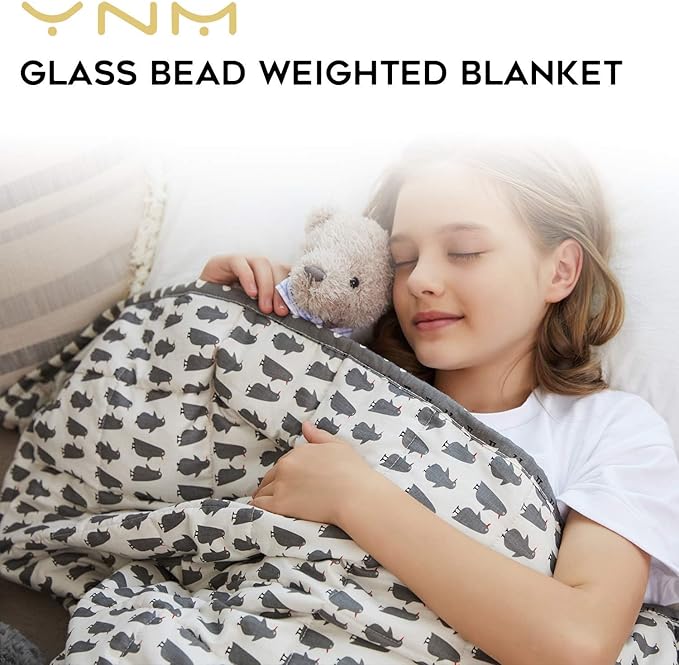 YnM Weighted Blanket — Heavy 100% Oeko-Tex Certified Cotton Material with Premium Glass Beads (Penguin, 36''x48'' 5lbs), Suit for One Person(~40lb) Use on Twin Bed