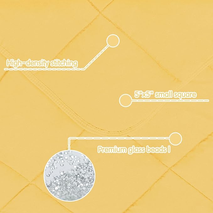 yescool Weighted Blanket (7 lbs, 41" x 60", Yellow) Cooling Heavy Blanket for Sleeping Perfect for 60-90 lbs, Breathable Blanket with Premium Glass Bead, Machine Washable