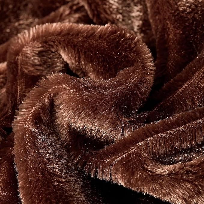 YUSOKI Brown Queen Faux Fur Blanket,2 Layers,90"x90" Without Pillows Big Soft Plush Fuzzy Large Warm Fluffy Throw Blanket for Bed