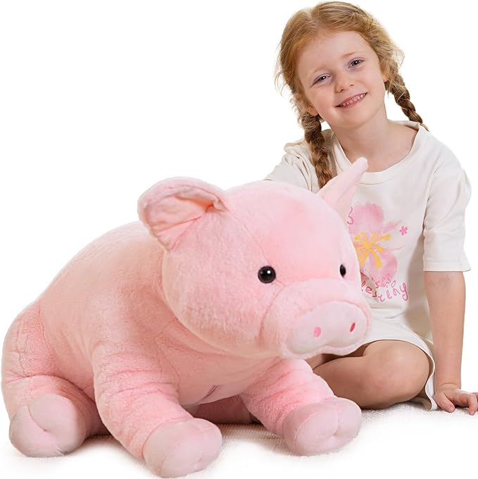 Giant Pink Pig Plush 30inches - Large Farm Stuffed Animal, Ultra Soft Big Pig Toy, Cute Hugging Pillow for Kids & Adults, Valentine Gift, Nursery Decor