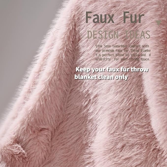 Luxury Fluffy Faux Fur Throw Blanket,Thick Fluffy Fuzzy Cozy Blanket,Plush Blankets for Couch, Sofa, Chair, Bed-Pink,50x60