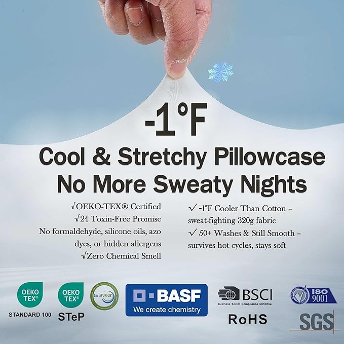 Cervical Neck Pillow for Memory Foam โ Soft Ergonomic Side Sleeper Pillow for Neck Pain Relief, Ice Silk Zipperless Pillowcase, Eco-Friendly and Durable Material