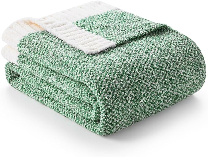 Snuggle Sac Green Throw Blanket, Ultra Soft Warm Blankets for Couch, Cozy Knit Fuzzy Plush Throws Blanket for Sofa, Bed,Living Room, Heather Green, 50x60 inches