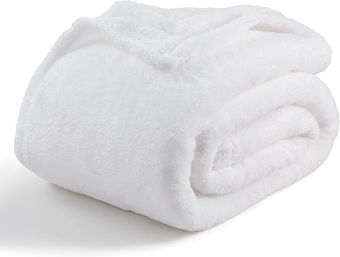Berkshire Blanket Classic Extra-Fluffy™ Plush Blanket, King Size Bed Blanket, Soft Fuzzy Fluffy Long Hair Blanket for Couch Sofa Bed, True White, 90x108 Inches