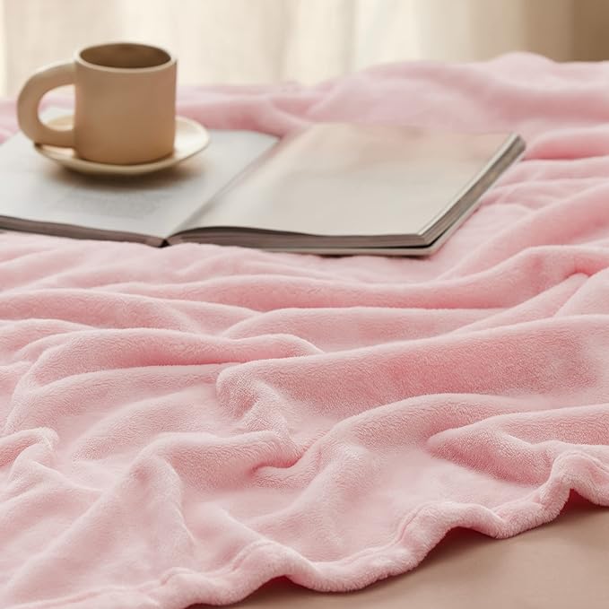 Bedsure Fleece Blanket Twin Size Pink - 300GSM Lightweight Plush Fuzzy Cozy Soft Valentines Blanket for Bed, Sofa, Couch, Travel, Camping, 60x80 inches