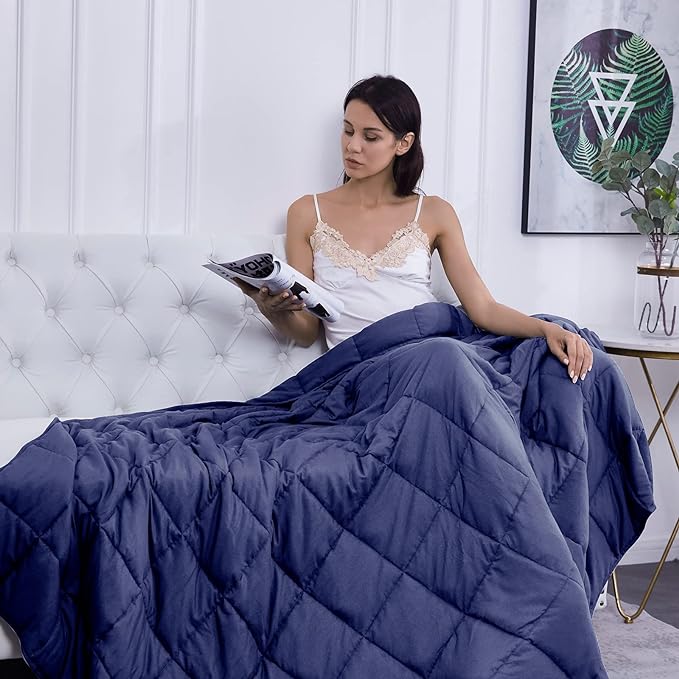 L'AGRATY Weighted Blanket - 88"x104" 30lbs Cooling Breathable Heavy Blanket Microfiber Material with Glass Beads for Adult All-Season Summer Fall Winter Soft Thick Comfort