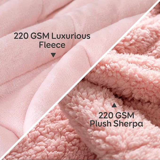 Cottonblue Weighted Blanket Queen Size 15lbs, Sherpa Weighted Blankets for Adults, Fuzzy Soft Flannel Bedding Blanket Throw, Cozy Plush Blanket for Sofa Bed, 60 x 80 inches, Blush Pink