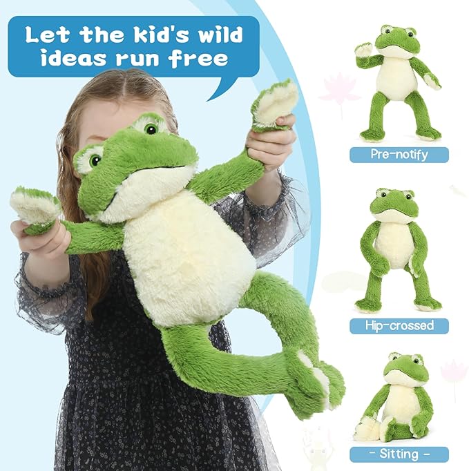 Muiteiur 17.7 Inch Plush Frog Stuffed Animal, Cute Frog Soft Toy with White Belly, Gift for Kids Girlfriend