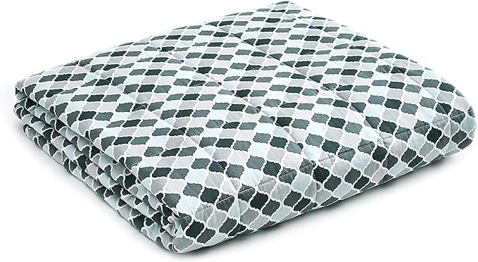YnM Weighted Blanket — Heavy 100% Oeko-Tex Certified Cotton Material with Premium Glass Beads (Small Lattice Scroll, 60''x80'' 15lbs), Suit for One Person(~140lb) Use on Queen/King Bed