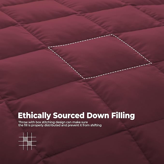 Soft Lightweight Down Blanket for Bed Sofa Couch Indoor and Outdoor Use, Warm and Fluffy Throw Blanket, Red, King Size (108"X88")