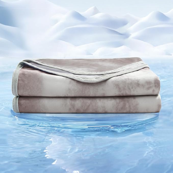 EMME Cooling Blanket Queen Size (90"x90"), Q-Max 0.5 Cooling Blankets for Hot Sleepers, Ice Summer Blanket for Nights Sweats, Grey Lightweight Sheet for Bed