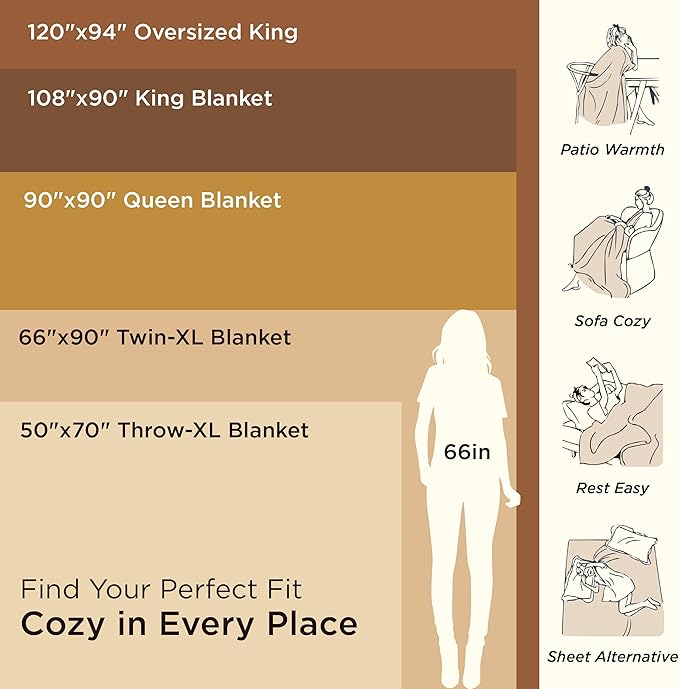 Bedsure 100% Cotton Blanket Queen Size for Bed - Breathable and Lightweight, Soft Cozy Textured Herringbone Woven Blanket for Summer, Dark Grey, 90x90 inches