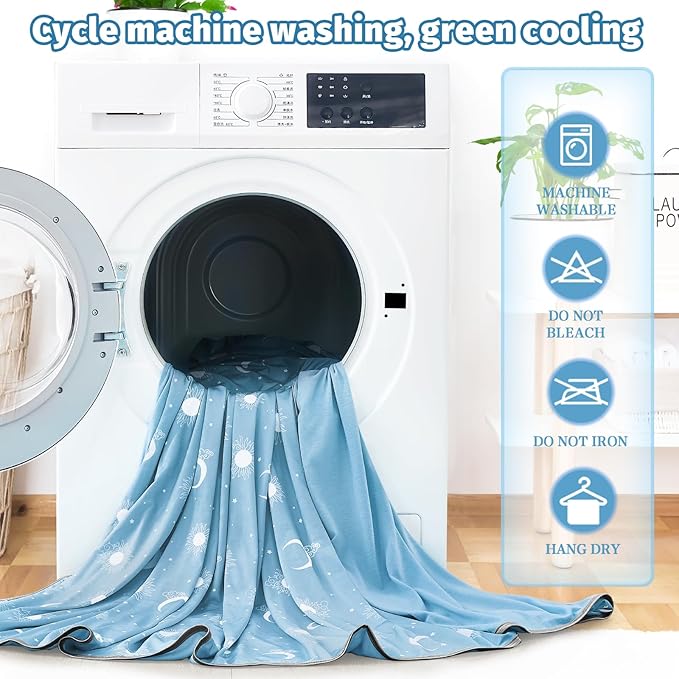 inhand Cooling Throw Blanket (50"x60") - Cooled Blankets for Hot Sleepers Lightweight Breathable Summer Blanket for Sleeping Night Sweats to Keep Cool in The Heat -Light Blue