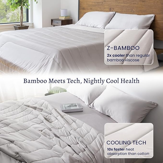 ZonLi Z-Magic 100% Cooling Bamboo Comforter from Viscose, Lightweight All-Season Breathable Bedding Blanket for Hot Sleepers