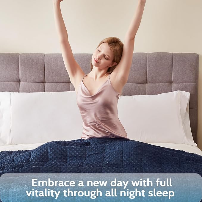 L'AGRATY Weighted Blanket for Adult - 60"x80" 20lbs Minky Dots Heavy Blanket with Glass Beads: Soft Breathable for All-Season Summer Fall Winter Thick Comfort for Sleeping