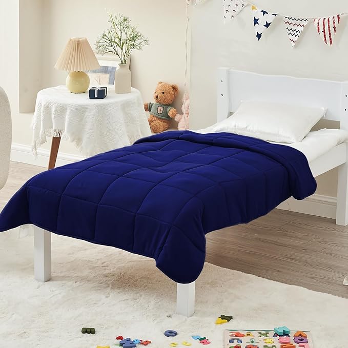 yescool Weighted Blanket (7 lbs, 41" x 60", Blue) Cooling Heavy Blanket for Sleeping Perfect for 60-90 lbs, Breathable Blanket with Premium Glass Bead, Machine Washable