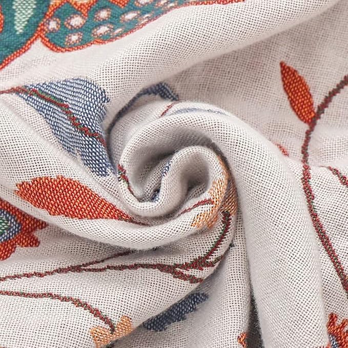 Summer Boho Throw Blanket 60"x80",100% Cozy Cotton Blankets for Travel, Picnic, Reversible Lightweight Knitted Farmhouse Cotton Muslin Blankets for Bedroom,Home Decor