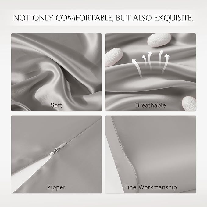 THXSILK 19 Momme 100% Mulberry Silk Pillowcase for Contour Memory Foam Pillow, Contour Pillow Case Cover, Cervical Pillow Case, Pack of 1(Grey, 21"x14.5"x4.9"/4.2")