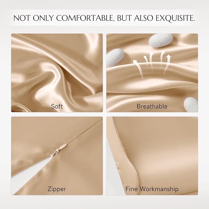 THXSILK 19 Momme 100% Mulberry Silk Pillowcase for Contour Memory Foam Pillow, Contour Pillow Case Cover, Cervical Pillow Case, Pack of 1(Champagne, 21"x14.5"x4.9"/4.2")