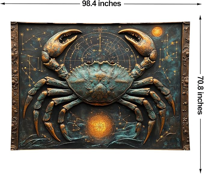 Liuzhouzai Vintage Zodiac Cancer Tapestry Wall Hanging Astrology Home Decoration Aesthetics Suitable for Bedroom Living Room Dormitory Office Wall Decor 100x70 Inches
