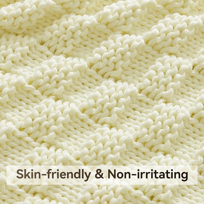 Knitted Weighted Blanket for Adult, No Beads Heavy Blanket 60” x 80'' 10lbs, Breathable Chunky Knit Blanket, Cooling Weighted Blanket for Hot Sleepers, Christmas Home Decor (Cream White)