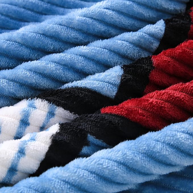 PU MEI Sherpa Blanket Fleece Throw Blanket Twin Plaid Thick Bed Blanket, Soft Warm Cozy Throw Blanket for Couch 60”*80” Zebra-Wine Blue