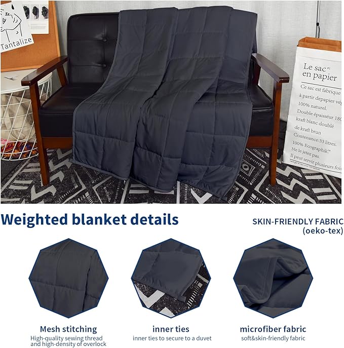 Weighted Blanket 7lbs Twin Size Dark Grey 41"x60" Weighted Blankets Heavy Blanket are Comfortable and Cozy