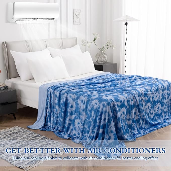 CHOSHOME Cooling Blanket Queen Size, Double Sided Cold Effect Arc-Chill Q-Max>0.5 Cooling Blankets for Hot Sleepers and Night Sweats, Lightweight Cold Breathable Summer Blanket, 90" x 90", Blue