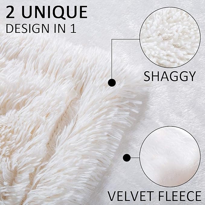 YUSOKI Twin Size Faux Fur Throw Blanket(Cream White,60" x 80"),Whithout Pillows,Winter Lightweight Plush Fuzzy Soft Cozy Microfiber Comfy Bed Blanket for Women Kids Girls Couch Sofa Washable