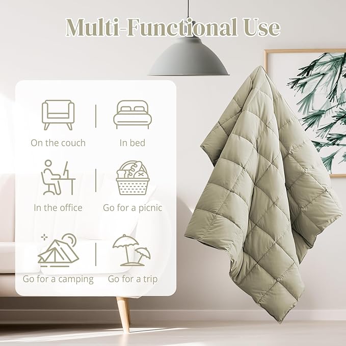 Down Throw Blankets for Couch 50x70 Down Blanket for Indoor and Outdoor Throw Blanket use Soft Lightweight Throw Blanket Sand