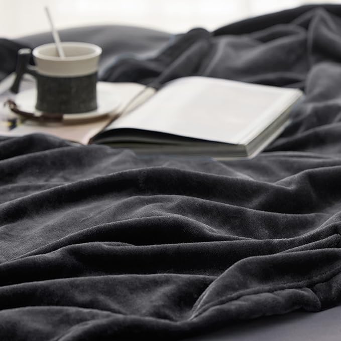 Bedsure Twin XL Fleece Blanket Dorm Bedding - Lightweight Soft Cozy Blankets for Bed, Sofa, Couch, Travel, Camping, Charcoal, 66"x90"
